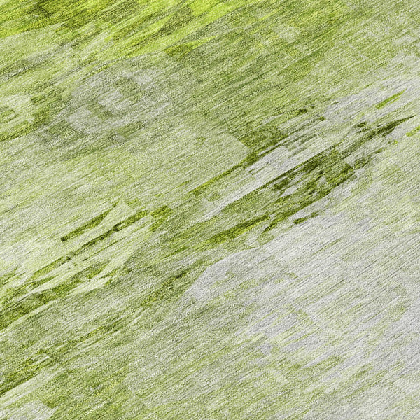 Homeroots 3' Abstract Artichoke Green And Lime Area Rug - Washable, Durable Design For Indoor & Outdoor Use 8' Round Polyester 577699