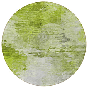 Homeroots 3' Abstract Artichoke Green And Lime Area Rug - Washable, Durable Design For Indoor & Outdoor Use 8' Round Polyester 577699