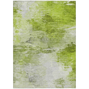 HomeRoots 9' Artichoke Green and Lime Abstract Indoor Outdoor Area Rug - Stylish, Washable, Durable Design 9' X 12' 577701