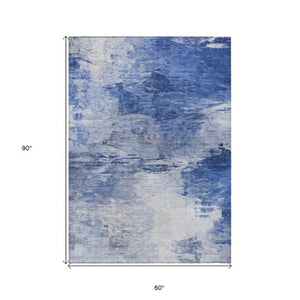 Homeroots 3' Abstract Artichoke Green And Lime Area Rug - Washable, Durable Design For Indoor & Outdoor Use 5' X 8' Polyester 577704