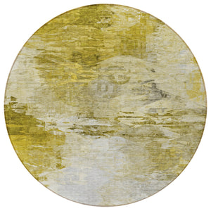 Homeroots 3' Abstract Artichoke Green And Lime Area Rug - Washable, Durable Design For Indoor & Outdoor Use 8' Round Polyester 577711