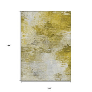 Homeroots 3' Abstract Artichoke Green And Lime Area Rug - Washable, Durable Design For Indoor & Outdoor Use 9' X 12' Polyester 577713