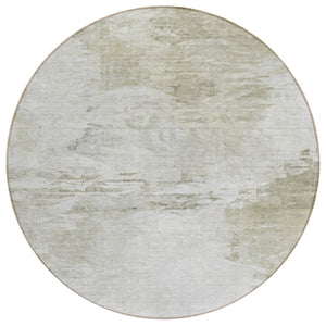 HomeRoots 5' Elegant Ivory, Beige & Taupe Abstract Area Rug - Washable, Durable for Indoor & Outdoor Spaces 8' Round 577717