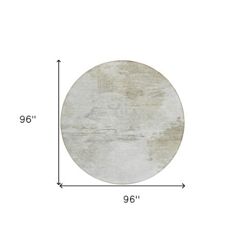 Homeroots 3' Abstract Artichoke Green And Lime Area Rug - Washable, Durable Design For Indoor & Outdoor Use 8' Round Polyester 577717