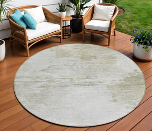 Homeroots 3' Abstract Artichoke Green And Lime Area Rug - Washable, Durable Design For Indoor & Outdoor Use 8' Round Polyester 577717
