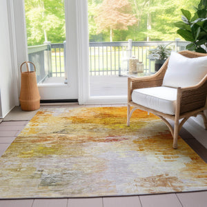 Homeroots 3' Abstract Artichoke Green And Lime Area Rug - Washable, Durable Design For Indoor & Outdoor Use 3' X 5' Polyester 577721
