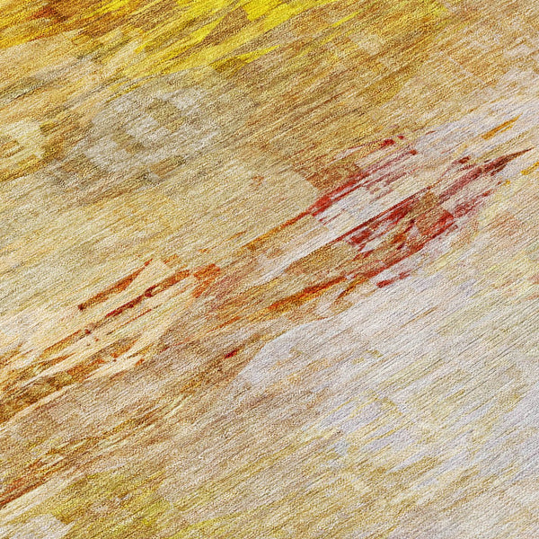 Homeroots 3' Abstract Artichoke Green And Lime Area Rug - Washable, Durable Design For Indoor & Outdoor Use 8' Round Polyester 577723