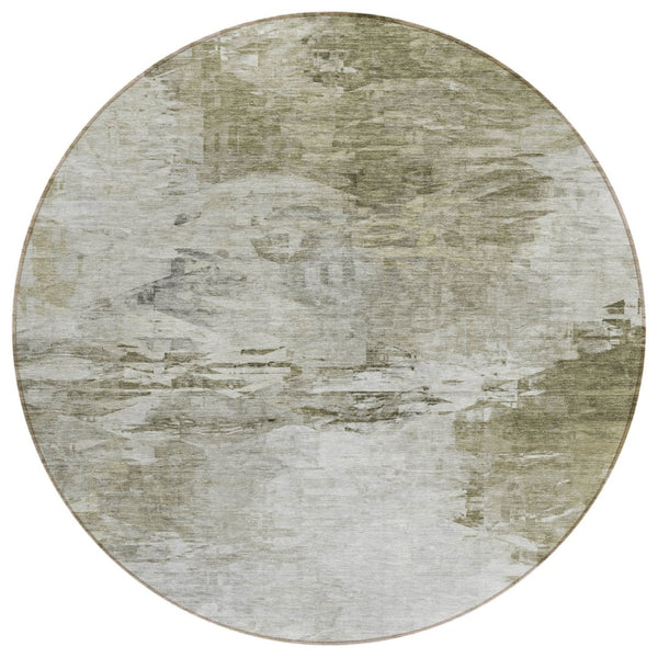 HomeRoots 5' Taupe Beige and Brown Abstract Washable Area Rug for Indoor/Outdoor Use - Durable & Stylish Design 8' Round 577729