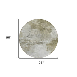 Homeroots 3' Abstract Artichoke Green And Lime Area Rug - Washable, Durable Design For Indoor & Outdoor Use 8' Round Polyester 577729