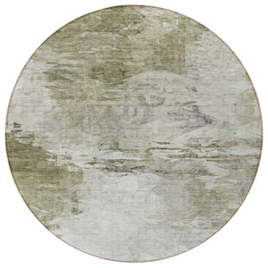 Homeroots 3' Abstract Artichoke Green And Lime Area Rug - Washable, Durable Design For Indoor & Outdoor Use 8' Round Polyester 577729