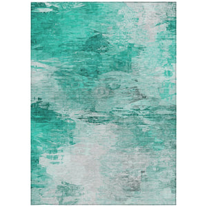 Homeroots 3' Abstract Artichoke Green And Lime Area Rug - Washable, Durable Design For Indoor & Outdoor Use 3' X 5' Polyester 577733