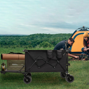 English Elm Foldable Heavy Duty Wagon Cart 480lb Capacity All-terrain Wheels Extendable Cargo Bed W2932P289382