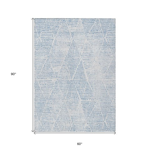 Homeroots 3' Artichoke Green Geometric Washable Area Rug - Durable Indoor Outdoor Design For Versatile Spaces 5' X 8' Polyester 577740