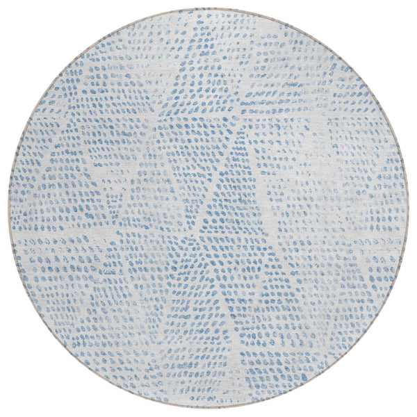HomeRoots 5' Stylish Denim Blue Geometric Area Rug for Indoor & Outdoor Use – Durable, Washable & Versatile 8' Round 577741