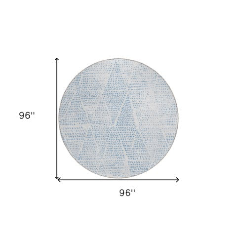 Homeroots 3' Artichoke Green Geometric Washable Area Rug - Durable Indoor Outdoor Design For Versatile Spaces 8' Round Polyester 577741