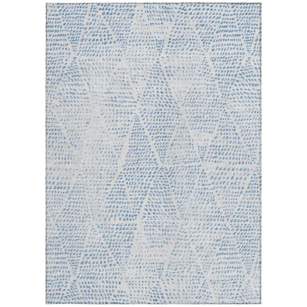HomeRoots 5' Stylish Denim Blue Geometric Area Rug for Indoor & Outdoor Use – Durable, Washable & Versatile 8' X 10' 577742