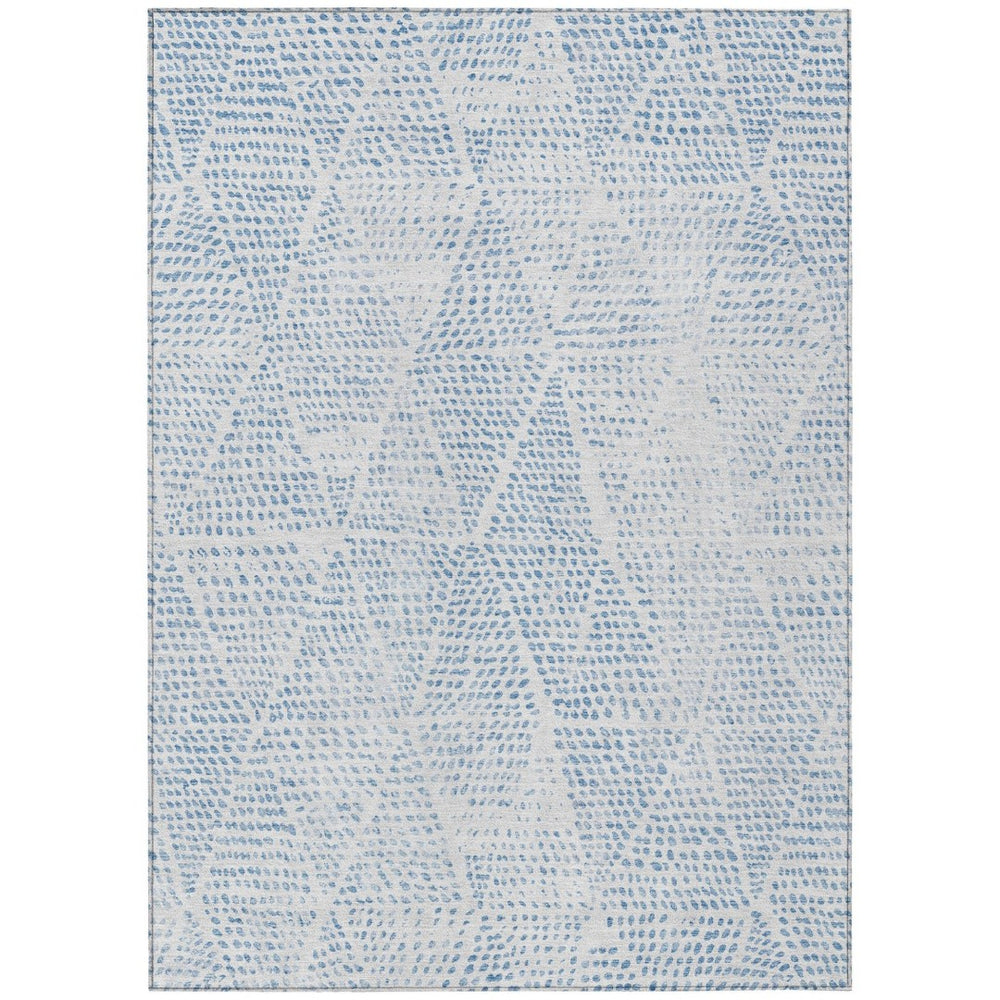 HomeRoots 5' Stylish Denim Blue Geometric Area Rug for Indoor & Outdoor Use – Durable, Washable & Versatile 8' X 10' 577742