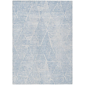 HomeRoots 5' Stylish Denim Blue Geometric Area Rug for Indoor & Outdoor Use – Durable, Washable & Versatile 8' X 10' 577742