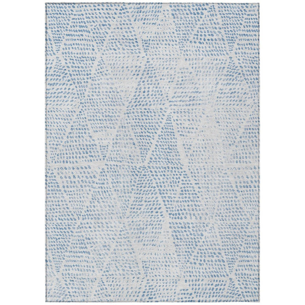 HomeRoots 5' Stylish Denim Blue Geometric Area Rug for Indoor & Outdoor Use – Durable, Washable & Versatile 8' X 10' 577742