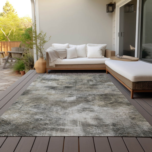 Homeroots 3' Beige Taupe And Gray Abstract Washable Area Rug For Indoor And Outdoor Comfort And Style 3' X 5' Polyester 577745