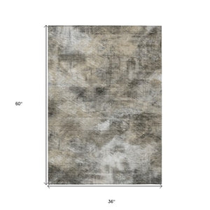 Homeroots 3' Beige Taupe And Gray Abstract Washable Area Rug For Indoor And Outdoor Comfort And Style 3' X 5' Polyester 577745