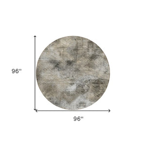 Homeroots 3' Beige Taupe And Gray Abstract Washable Area Rug For Indoor And Outdoor Comfort And Style 8' Round Polyester 577747