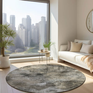 Homeroots 3' Beige Taupe And Gray Abstract Washable Area Rug For Indoor And Outdoor Comfort And Style 8' Round Polyester 577747