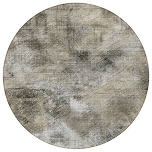 Homeroots 3' Beige Taupe And Gray Abstract Washable Area Rug For Indoor And Outdoor Comfort And Style 8' Round Polyester 577747