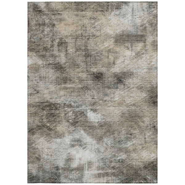 Homeroots 3' Beige Taupe And Gray Abstract Washable Area Rug For Indoor And Outdoor Comfort And Style 8' X 10' Polyester 577748