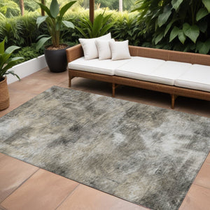 Homeroots 3' Beige Taupe And Gray Abstract Washable Area Rug For Indoor And Outdoor Comfort And Style 9' X 12' Polyester 577749