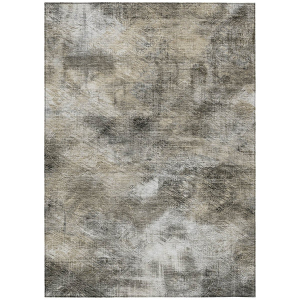 HomeRoots 5' Stylish Abstract Indoor Outdoor Area Rug in Beige, Taupe & Gray - Washable, Stain-Resistant Design 10' X 14' 577750