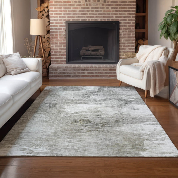 Homeroots 3' Beige Tan And Gray Abstract Washable Area Rug For Indoor And Outdoor Spaces, Durable & Stylish 3' X 5' Polyester 577751