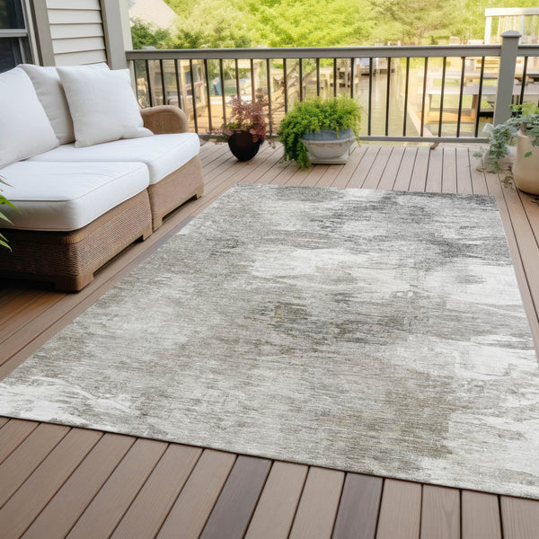 Homeroots 3' Beige Tan And Gray Abstract Washable Area Rug For Indoor And Outdoor Spaces, Durable & Stylish 5' X 8' Polyester 577752