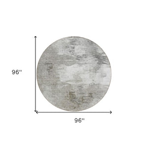 Homeroots 3' Beige Tan And Gray Abstract Washable Area Rug For Indoor And Outdoor Spaces, Durable & Stylish 8' Round Polyester 577753