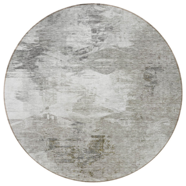 Homeroots 3' Beige Tan And Gray Abstract Washable Area Rug For Indoor And Outdoor Spaces, Durable & Stylish 8' Round Polyester 577753