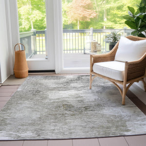 Homeroots 3' Beige Tan And Gray Abstract Washable Area Rug For Indoor And Outdoor Spaces, Durable & Stylish 9' X 12' Polyester 577755