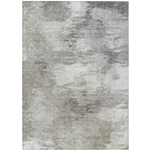 HomeRoots 5' Stylish Beige Tan Gray Abstract Washable Area Rug for Indoor Outdoor Spaces – Durable & Elegant 10' X 14' 577756