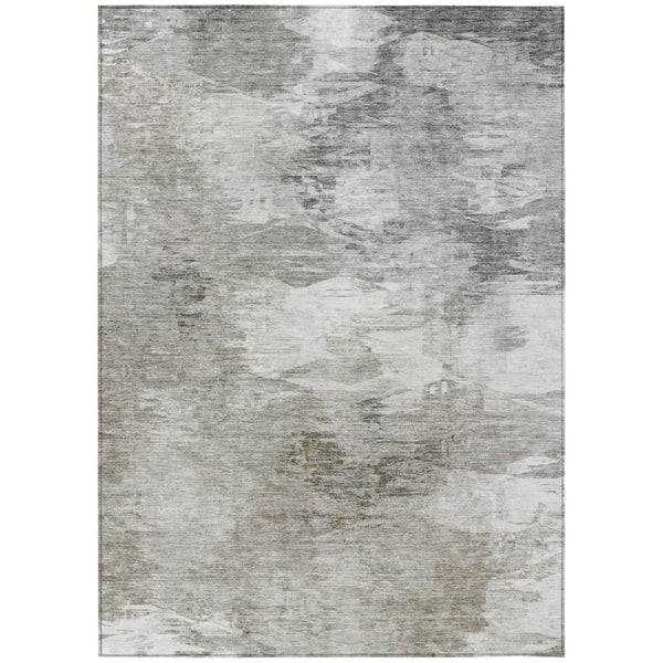 HomeRoots 5' Stylish Beige Tan Gray Abstract Washable Area Rug for Indoor Outdoor Spaces – Durable & Elegant 10' X 14' 577756