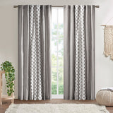 INK+IVY Imani Mid-Century Cotton Printed Curtain Panel with Chenille Stripe and Lining II40-1181 Gray