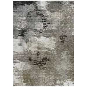 Homeroots 3' Beige Tan And Gray Abstract Washable Area Rug For Indoor And Outdoor Spaces, Durable & Stylish 5' X 8' Polyester 577758