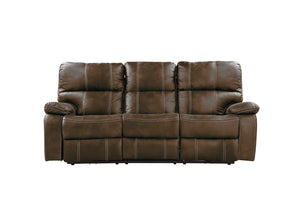 English Elm Wallace & Bay - Brown Reclining Sofa with USB Charging, Hidden Storage, Soft-Close Console & Removable Cup Holders B361P384485