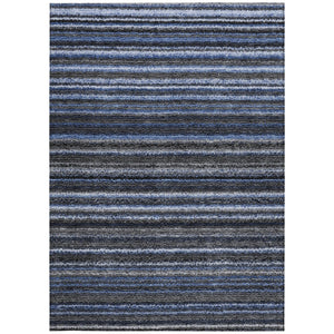 Homeroots 3' Denim Blue And Gray Striped Washable Area Rug For Indoor And Outdoor Use – Durable & Stylish! 3' X 5' Polyester 577763