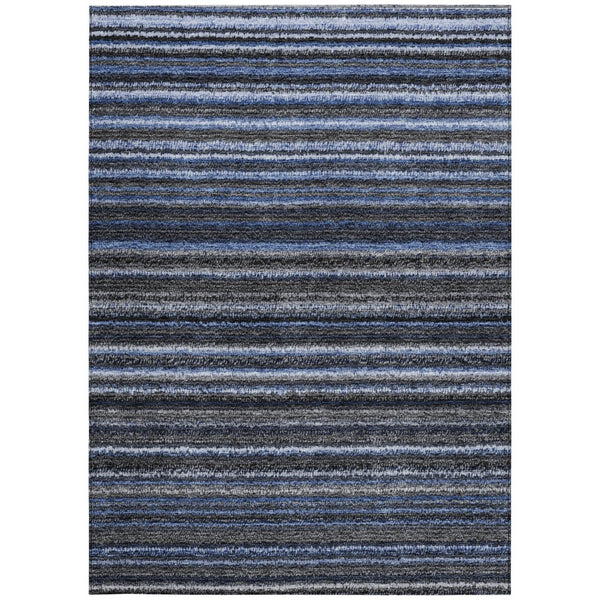 Homeroots 3' Denim Blue And Gray Striped Washable Area Rug For Indoor And Outdoor Use – Durable & Stylish! 3' X 5' Polyester 577763