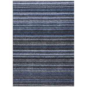 HomeRoots 5' Denim Blue and Gray Striped Area Rug – Durable, Washable, Indoor/Outdoor Style for Any Space 5' X 8' 577764