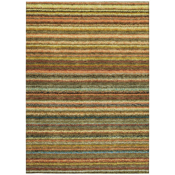 Homeroots 3' Denim Blue And Gray Striped Washable Area Rug For Indoor And Outdoor Use – Durable & Stylish! 5' X 8' Polyester 577770