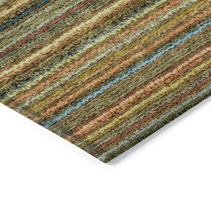 Homeroots 3' Denim Blue And Gray Striped Washable Area Rug For Indoor And Outdoor Use – Durable & Stylish! 5' X 8' Polyester 577770