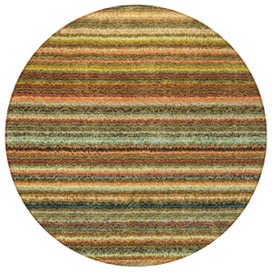 Homeroots 3' Denim Blue And Gray Striped Washable Area Rug For Indoor And Outdoor Use – Durable & Stylish! 8' Round Polyester 577771