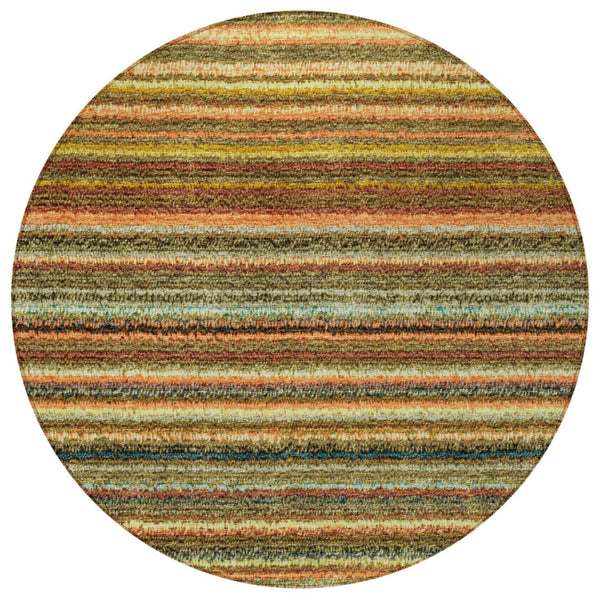 Homeroots 3' Denim Blue And Gray Striped Washable Area Rug For Indoor And Outdoor Use – Durable & Stylish! 8' Round Polyester 577771