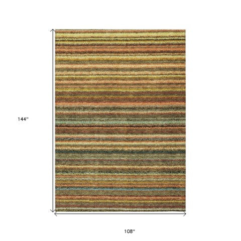 Homeroots 3' Denim Blue And Gray Striped Washable Area Rug For Indoor And Outdoor Use – Durable & Stylish! 9' X 12' Polyester 577773