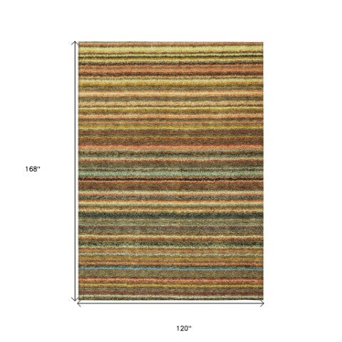 Homeroots 3' Denim Blue And Gray Striped Washable Area Rug For Indoor And Outdoor Use – Durable & Stylish! 10' X 14' Polyester 577774